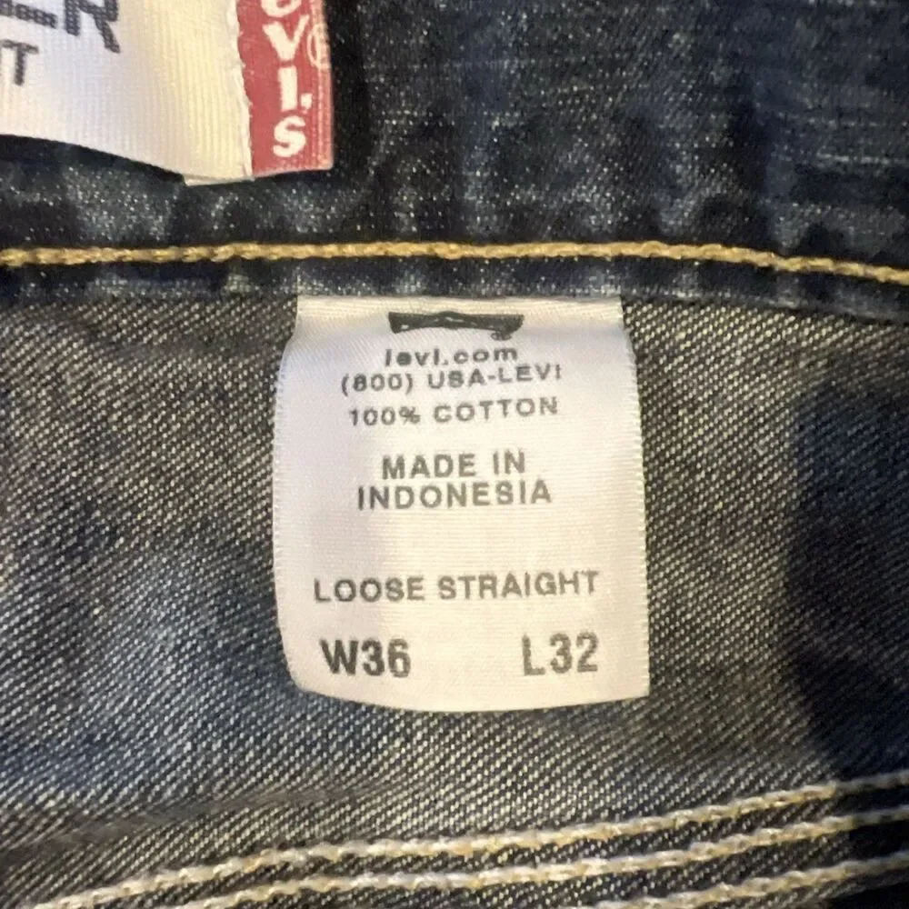 Vintage Levis Jeans Mens 36x32 Carpenter Loose Straight Blue Y2K Baggy Workwear